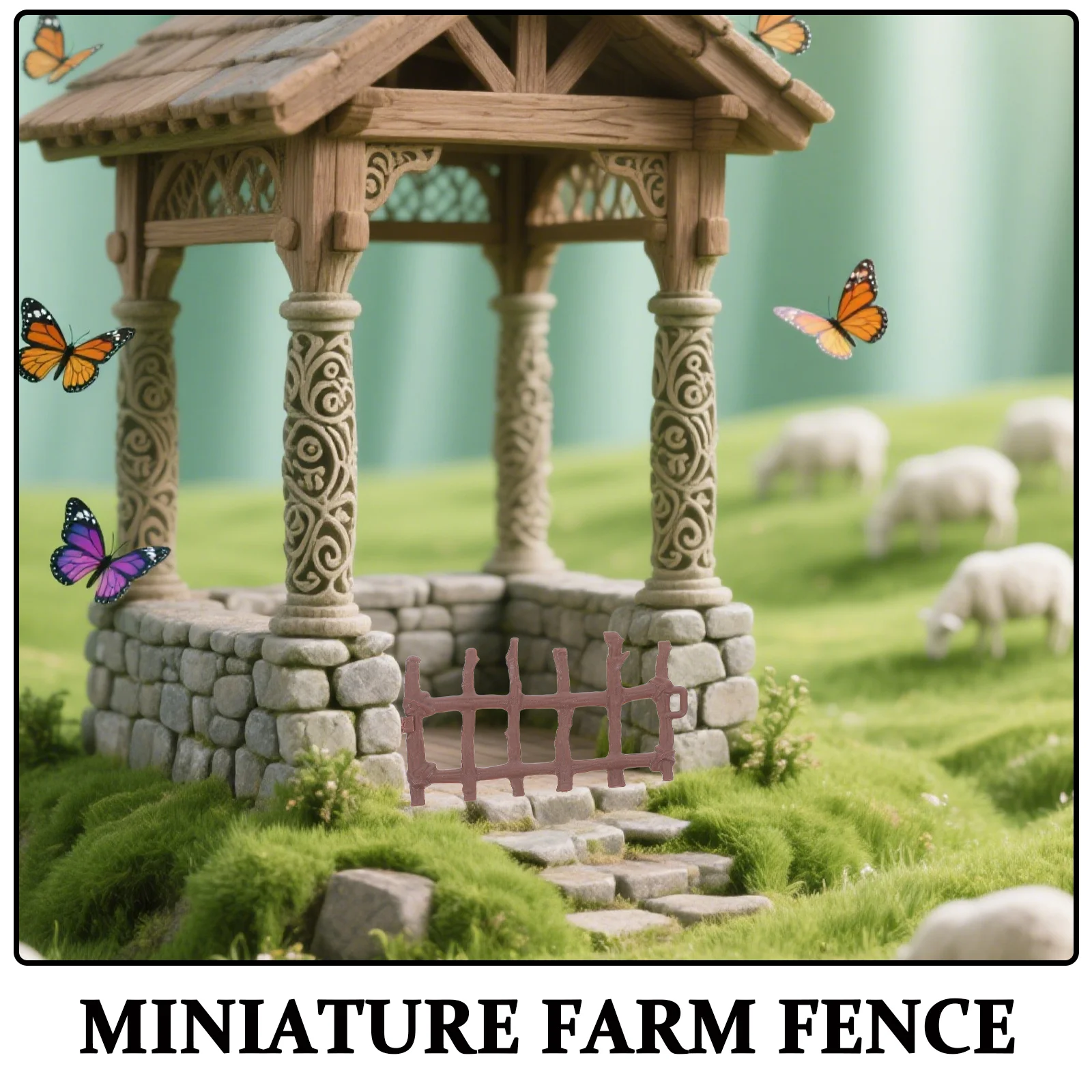 50 قطعة مجموعة سياج مزرعة مصغرة واقعية الخشب اللون البلاستيك سياج المناظر الطبيعية الصغيرة لحديقة متفوقا حاجز الحيوان #6