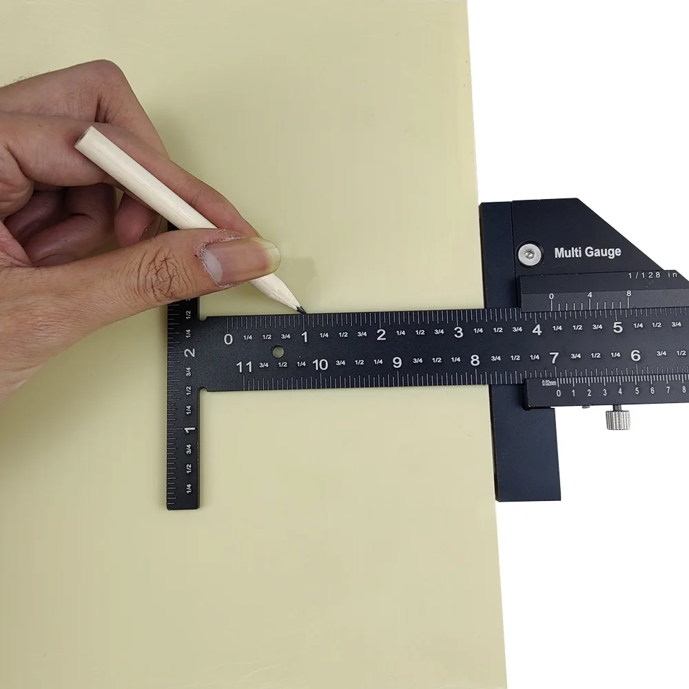 Aluminum alloy T-ruler, multi-function measuring and marking device, accurate measurement of woodworking tool marking device