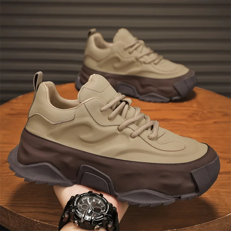 Shoes for Men High Quality Platform Sneaker Fad Leather Thick Sole Leisure Men Sneaker Outdoor Hiking Men Shoe Zapatillas Hombre