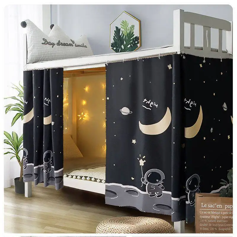 VIKAMA Dorm Bed Curtain Blackout Velcro for Bunk Loft Bed Twin XL Desk Privacy Dustproof