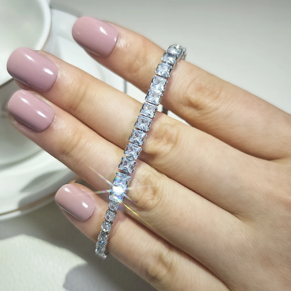 2024 new arrival luxury silver color princess bracelet bangle for women anniversary gift drop shipping s8426