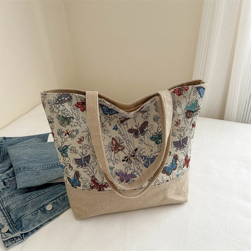 Large Size Beach Bag Fashion Folding Women Handbag Sea Tote Shoulder Bags Ladies Casual Flower Printing Shopping Bags Summer New