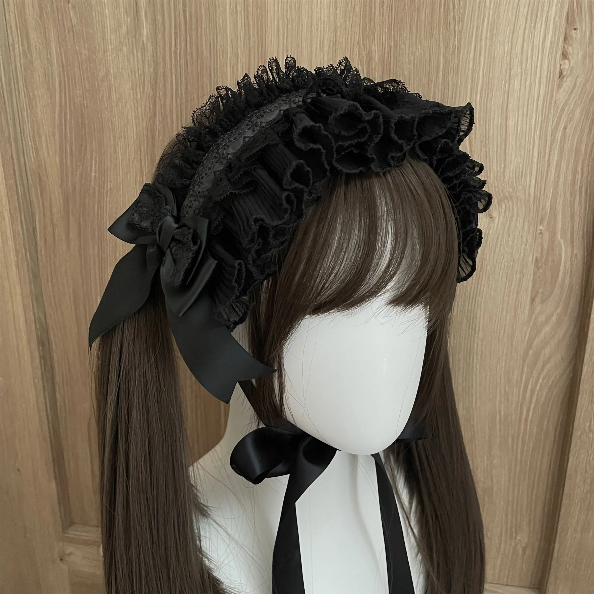 Harajuku Gothic Lolita Hat Gorgeous Multi-layer Lace Hair Bands Hairpin Anime Cosplay Headdress Handmade Pure Cotton Headband 2