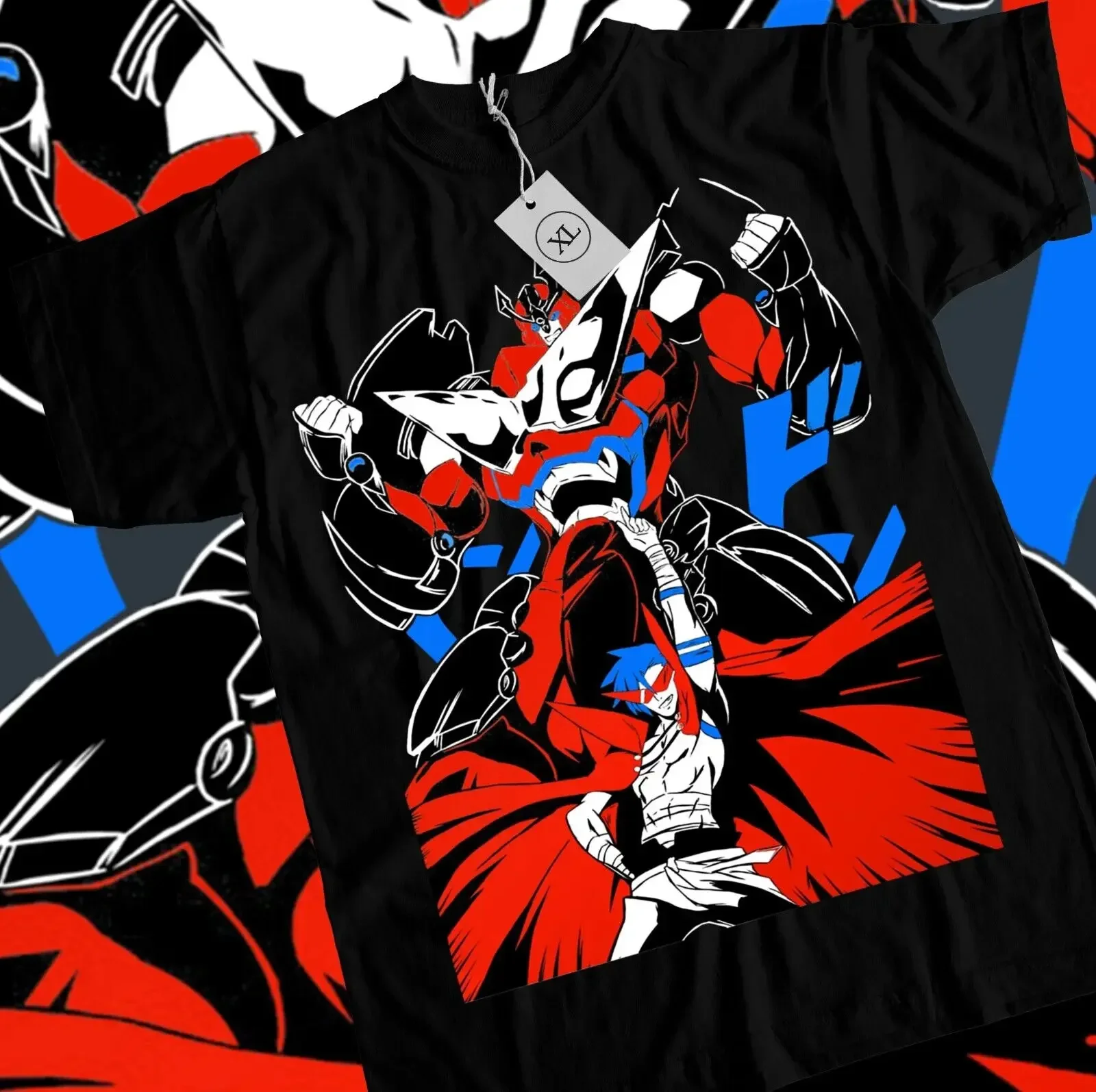 Tengen Toppa T-shirt Gurren Lagann Kamina Anime Manga Black Gifts Shirt All Size