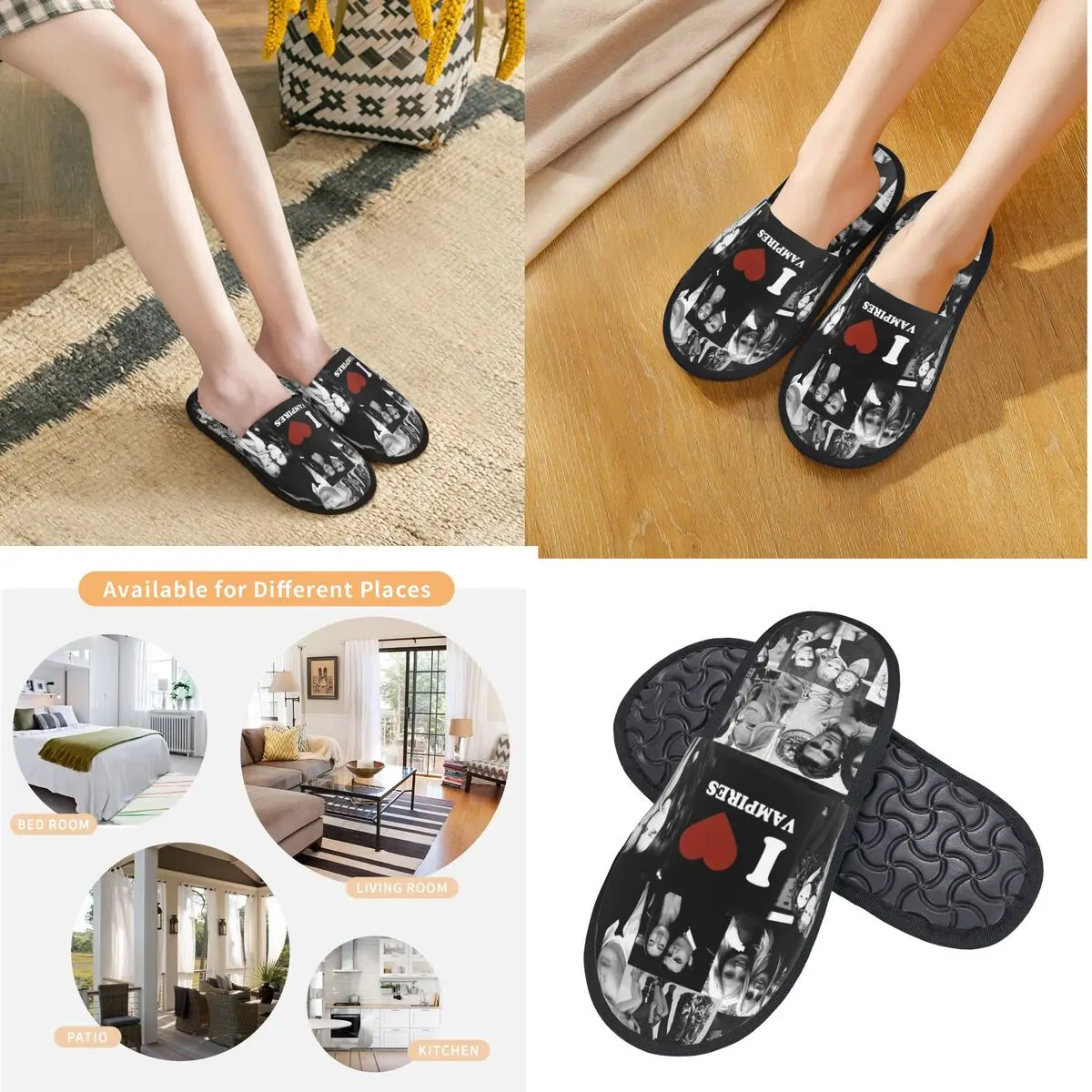 Winter Slippers The Vampire Diaries I Love Vampire Accessories Household Fur Slides Slippers Bedroom Cozy Non Slip Slides