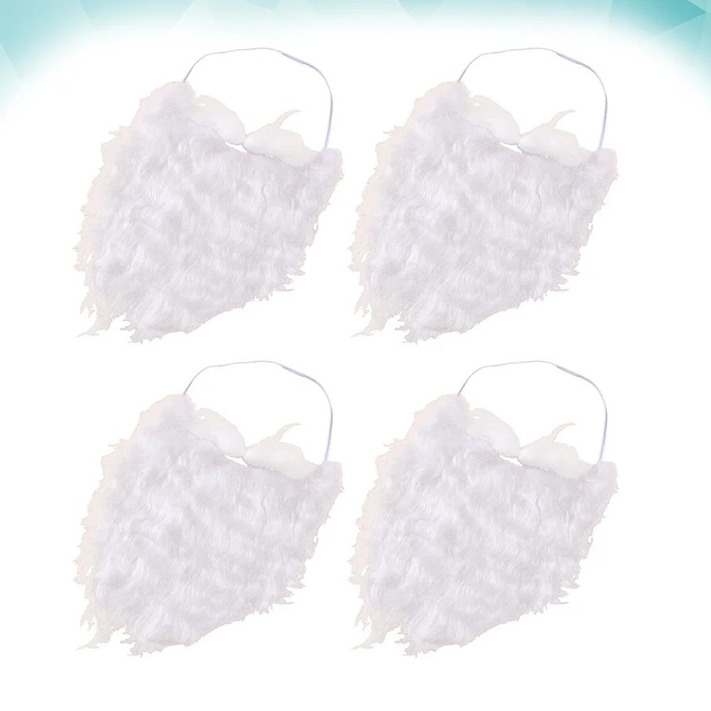 4-teiliges weißes Weihnachtsmann-Bart-lustiges Kostüm für Kinder, Weihnachten, Cosplay, realistische Gesichtshaar-Abschlussball-Dekoration