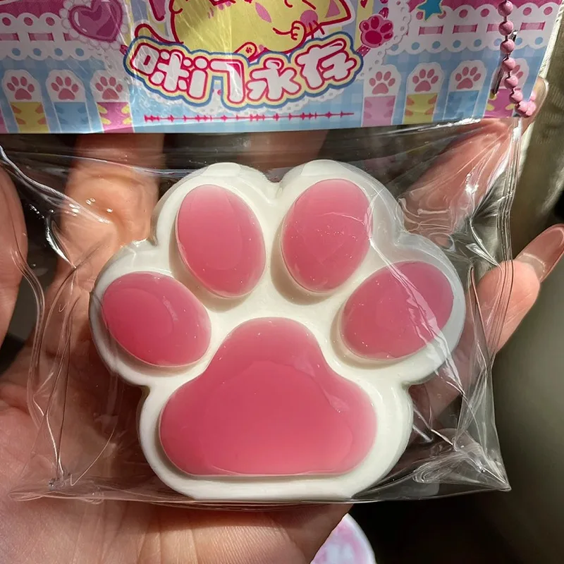 $$1pc Cute Cat Paw Squeeze Toy Soft Sticky Decompressing Stress Relief Slow Rebound Jelly Pinch Toy for Kids Adults Squishy Toy