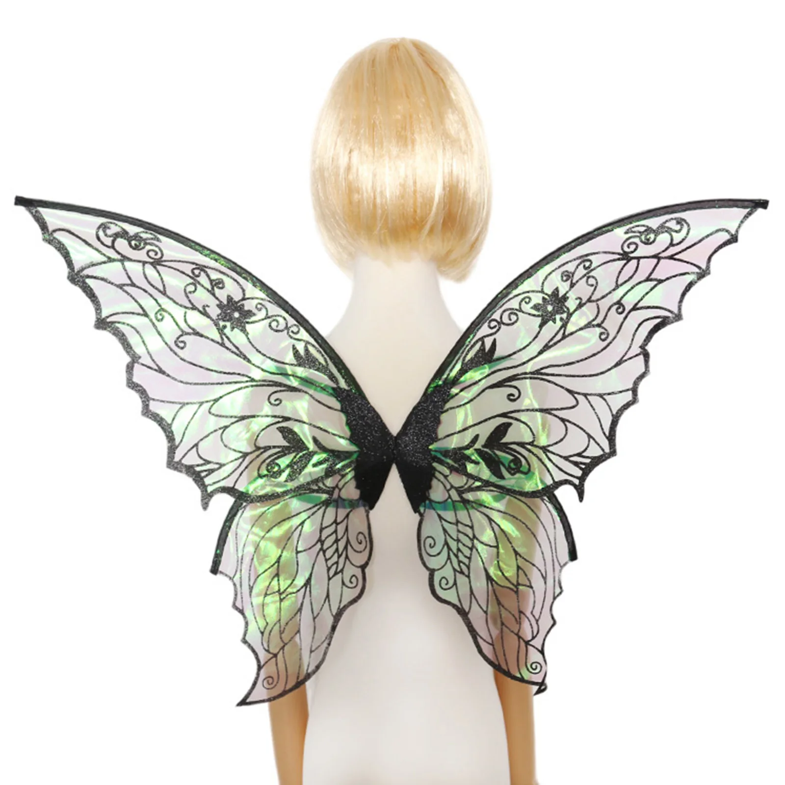 Alas de hada de mariposa de Halloween para niños y adultos, gradiente transparente, alas brillantes, alas de Ángel de hadas con correas elásticas para los hombros