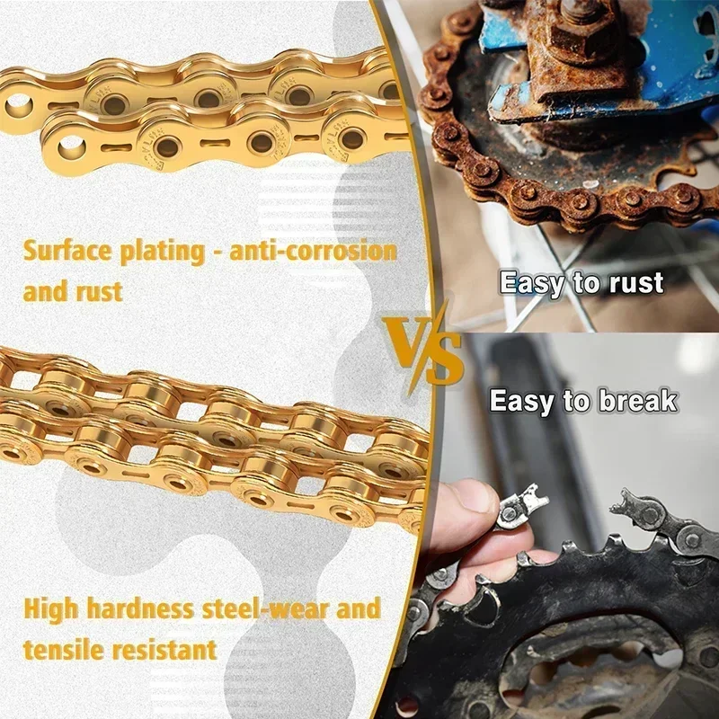 BUCKLOS 8/9/10/11/12 Speed Bicycle Chain 9v 10v 11v Road MTB Current 116/126 Links Bike Chain L/EL/SL for SHIMANO Cycling Parts #6