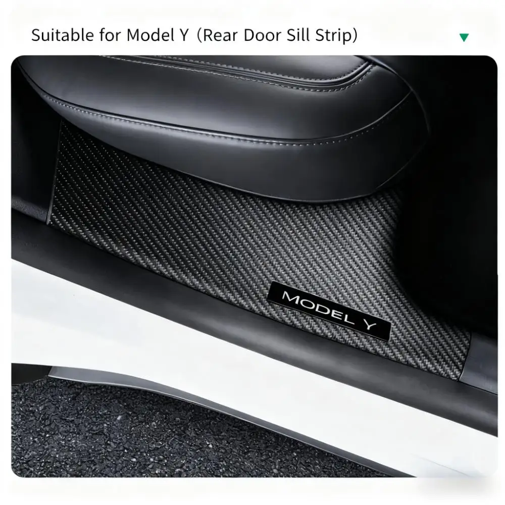 

Suitable for Tesla Model Y carbon fiber patterned door sill strip, seat lower corner guard, modification accessories