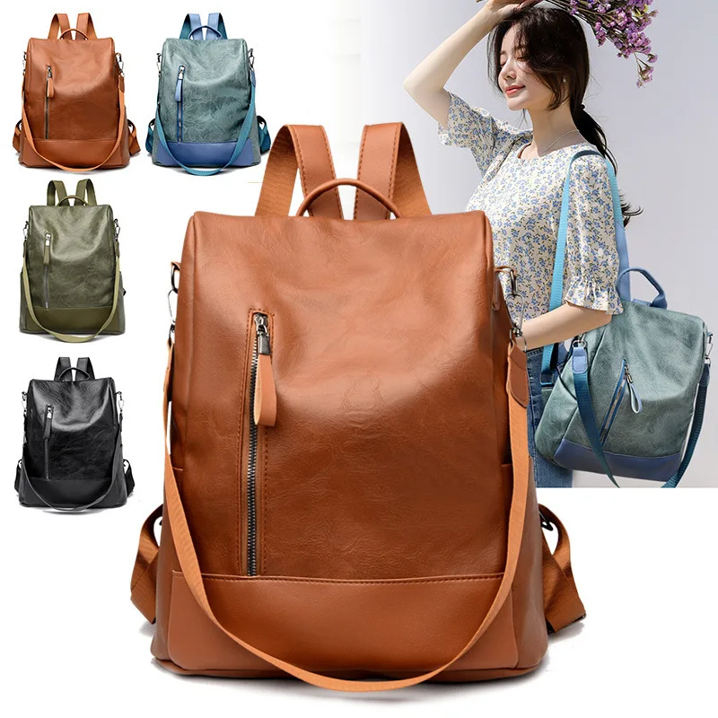 

Large Capacity Women PU Leather Backpack Waterproof Travel Shoulder Bag Anti-Theft Girl School Bag Bolsa Feminine Sac Main Femme