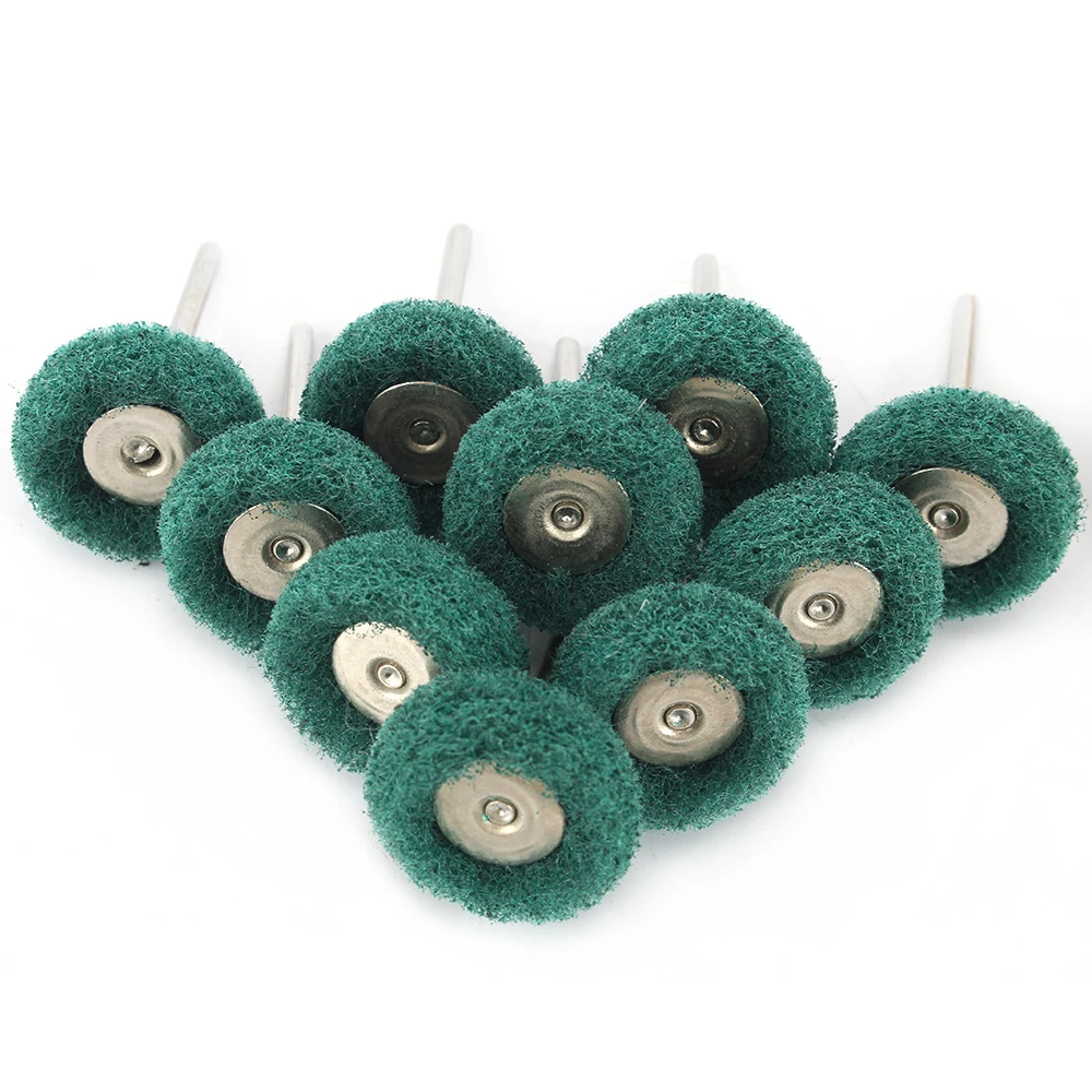 Sikat Abrasif Bor Mini Nilon Roda Pemoles Pengkilapan dengan Tangkai 3Mm untuk Set Aksesori Alat Putar 10 Buah/8 Buah