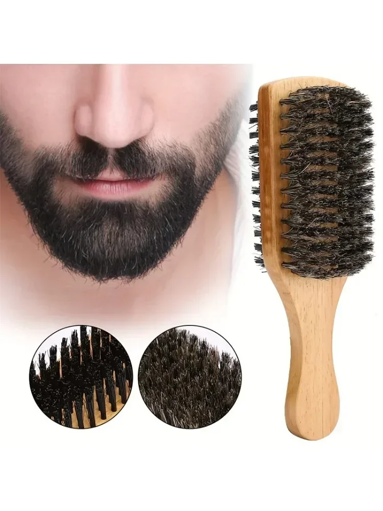 Brosses à cheveux en poils de sanglier pour hommes, brosse ondulée en bois naturel, brosse à barbe masculine, brosse à cheveux polyvalente pour touristes, brosse à barbe double face, S, M, L, 1PC