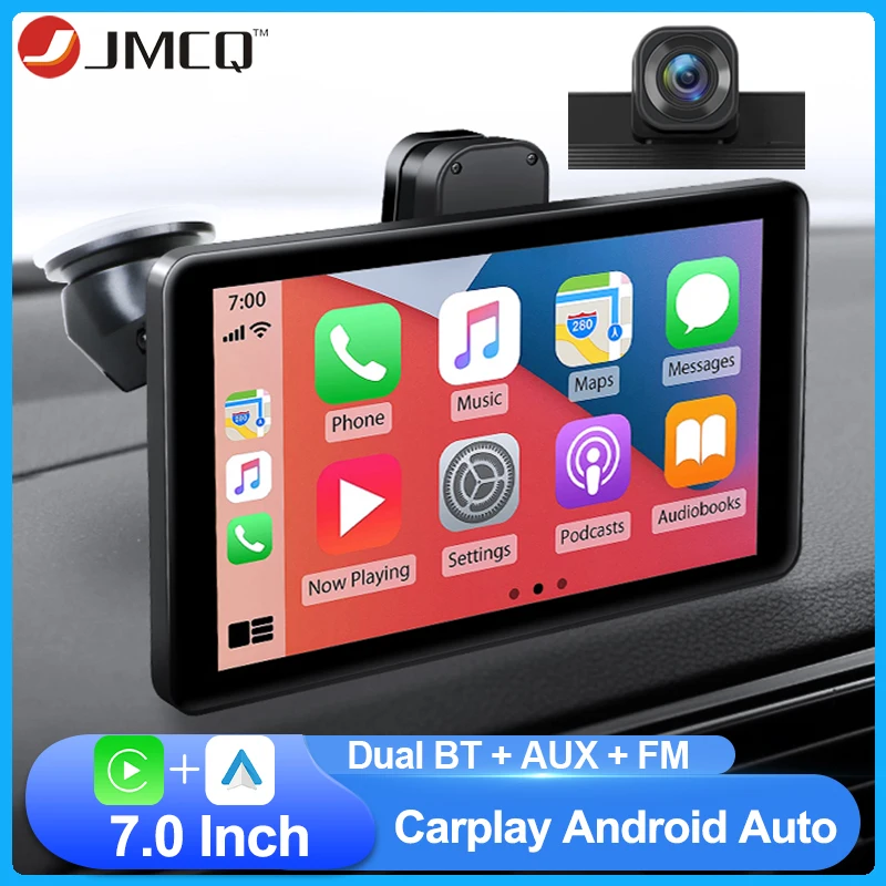 Jmcq 7 "4k Carplay-Bildschirm DVR Dashcam Wireless Carplay Android Auto Aux FM Sender Bluetooth Dual