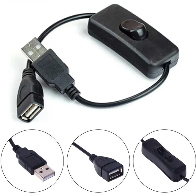 

28cm USB Cable Adapter USB Male to USB Female Extension Cable With Switch ON/OFF Cable For LED Light Power Supply Line Adapter