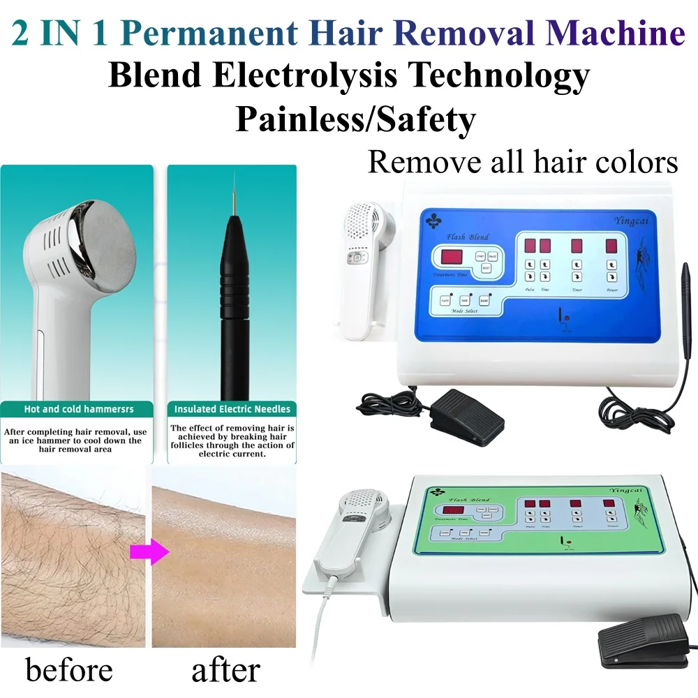 

Permanent Hair Removal Machine Painless 2 in 1 Electrolysis Hair Remove Machine for All Hair Colors Bikini Body Home Salon Use