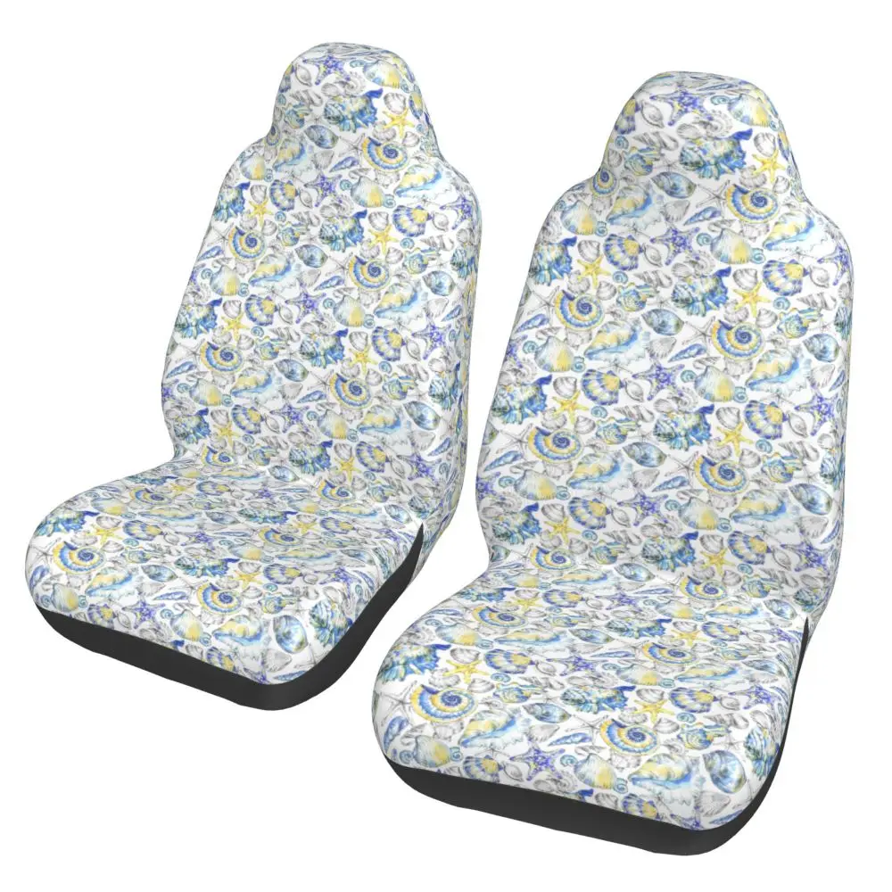 Painted Seashells 2PCS Car Seat Cover Anti Fouling and  Aesthetically Pleasing Front Seat Cushion Cover  Automotive parts