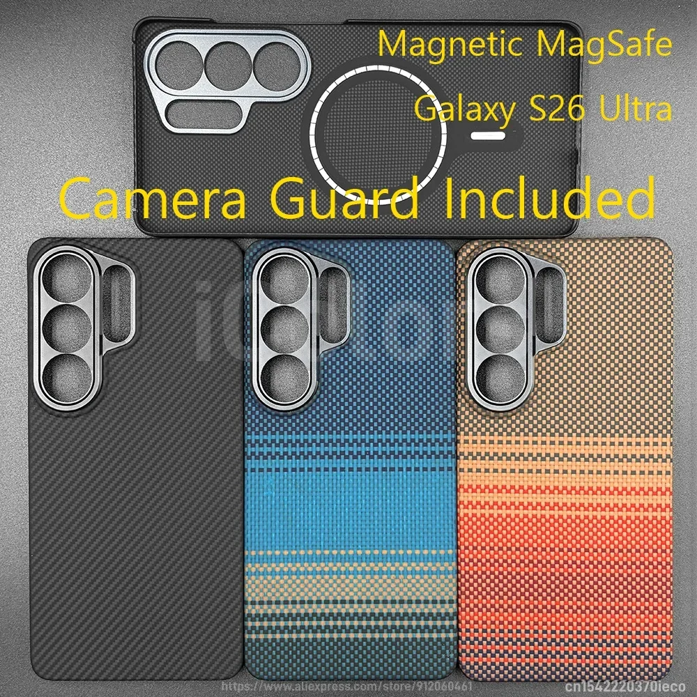 

For Samsung Galaxy S26 Ultra Aramid Carbon Fiber Case Camera Guard Included Magnetic Magsafe Case Slim Light Protective Cover