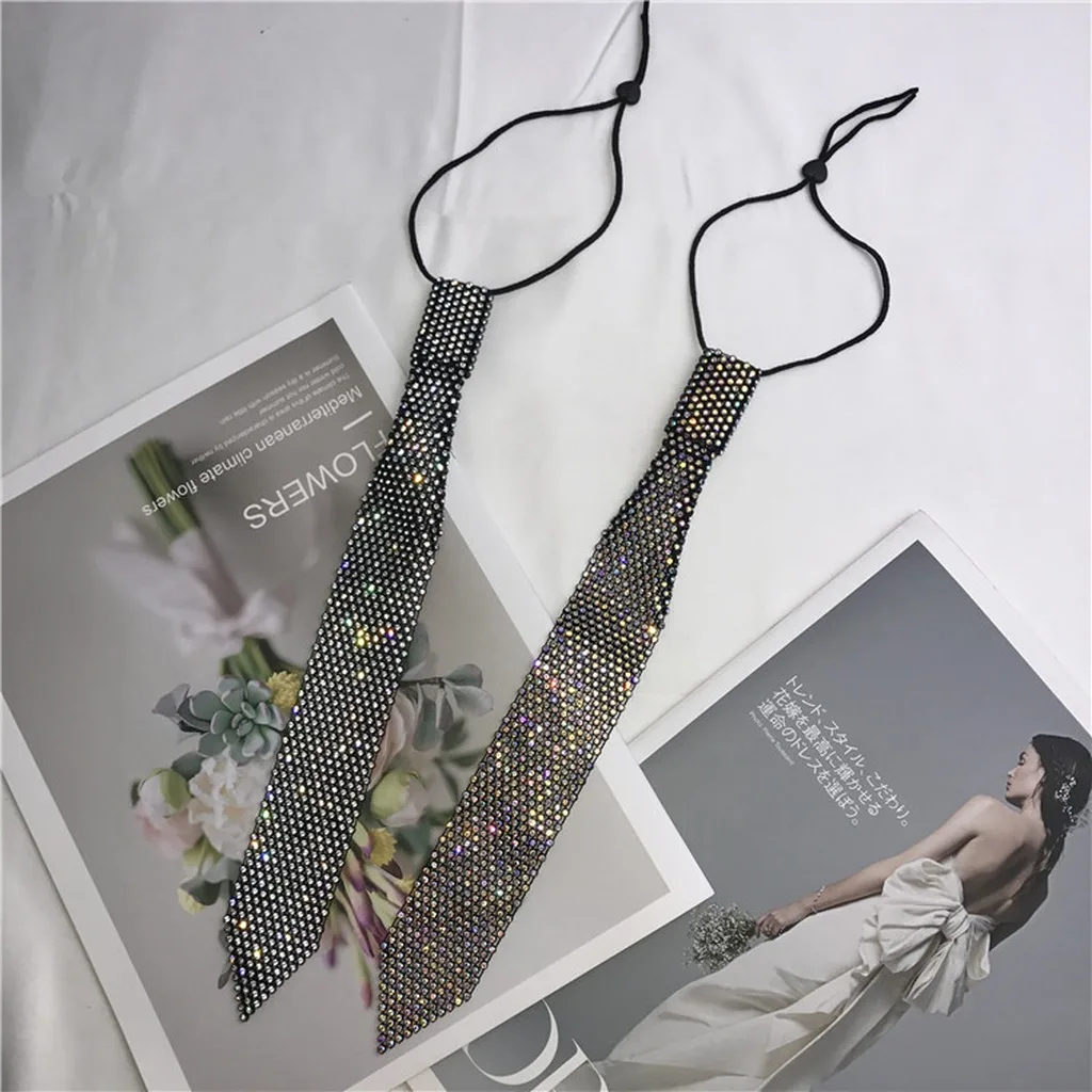 Women'S Fake Tie Pre-Tied Elastic Neck Tie Decorative Fake Tie Elastic For T-Shirts Outfits Stage Performances