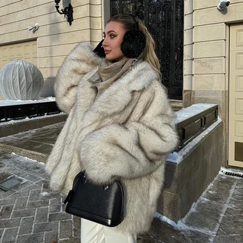Women’s Gradient Faux Fur Coat 4 Neo Mint 2024 Winter Ins Hot Fashion Girls Oversized Gradient Fur Coat Women Thick Warm Outerwear Fluffy Faux Fox Fur Jacket 4