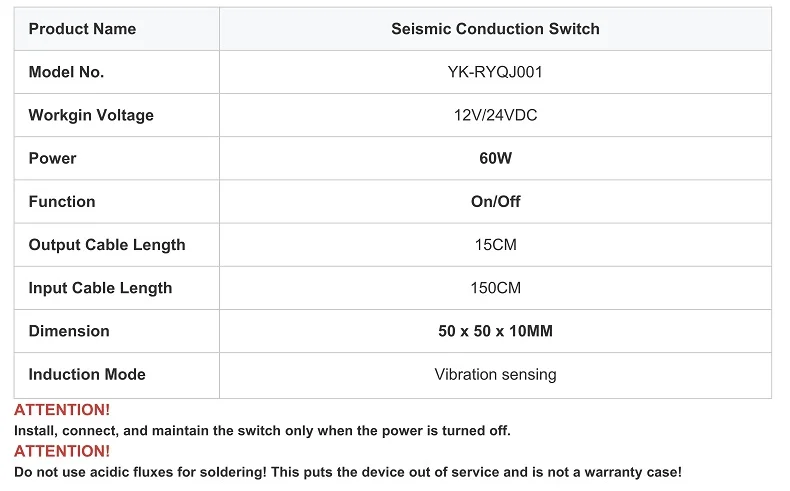 DC12V 24V Plattenförmiger Arbiträrer Vibrationsfrequenzsensor-Schalter mit 50W für Schrankbeleuchtung – Detail 2