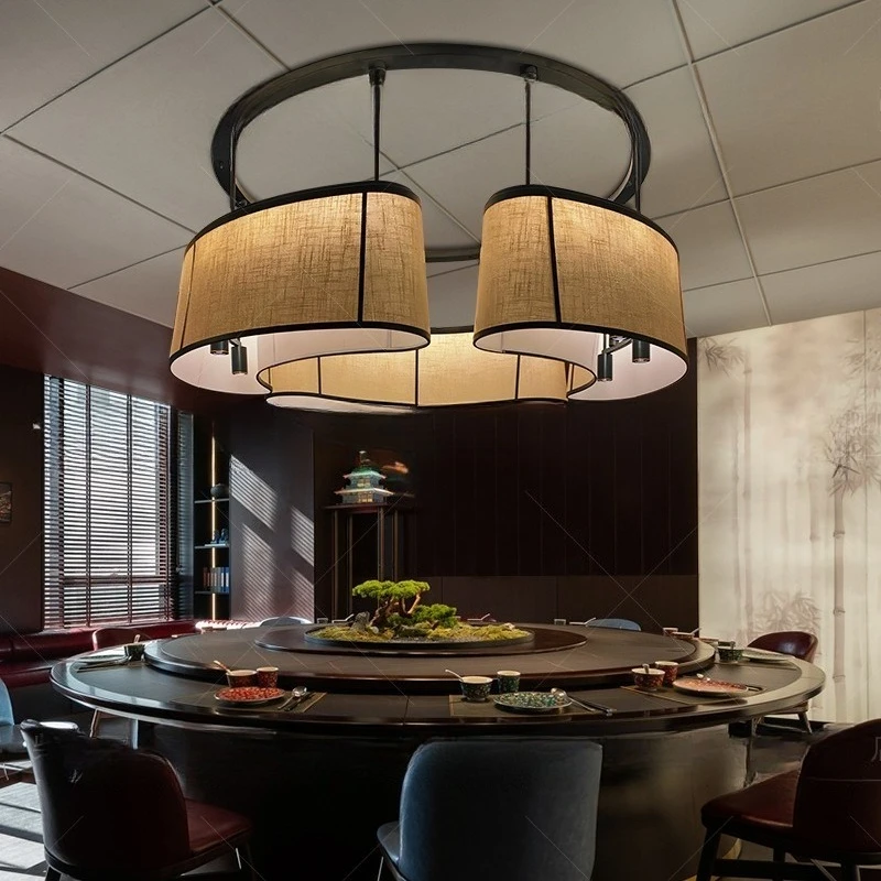 Chandelier New Chinese restaurant designer, restaurant hotel with spotlights Zen living room art box light