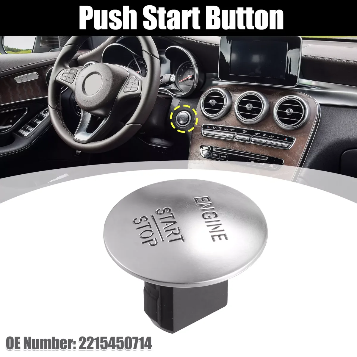 

Car Start Stop Push Button Engine Ignition Switch Silver For Mercedes Benz W204 W205 W212 W164 W166 W221 for Infiniti QX30 Q30