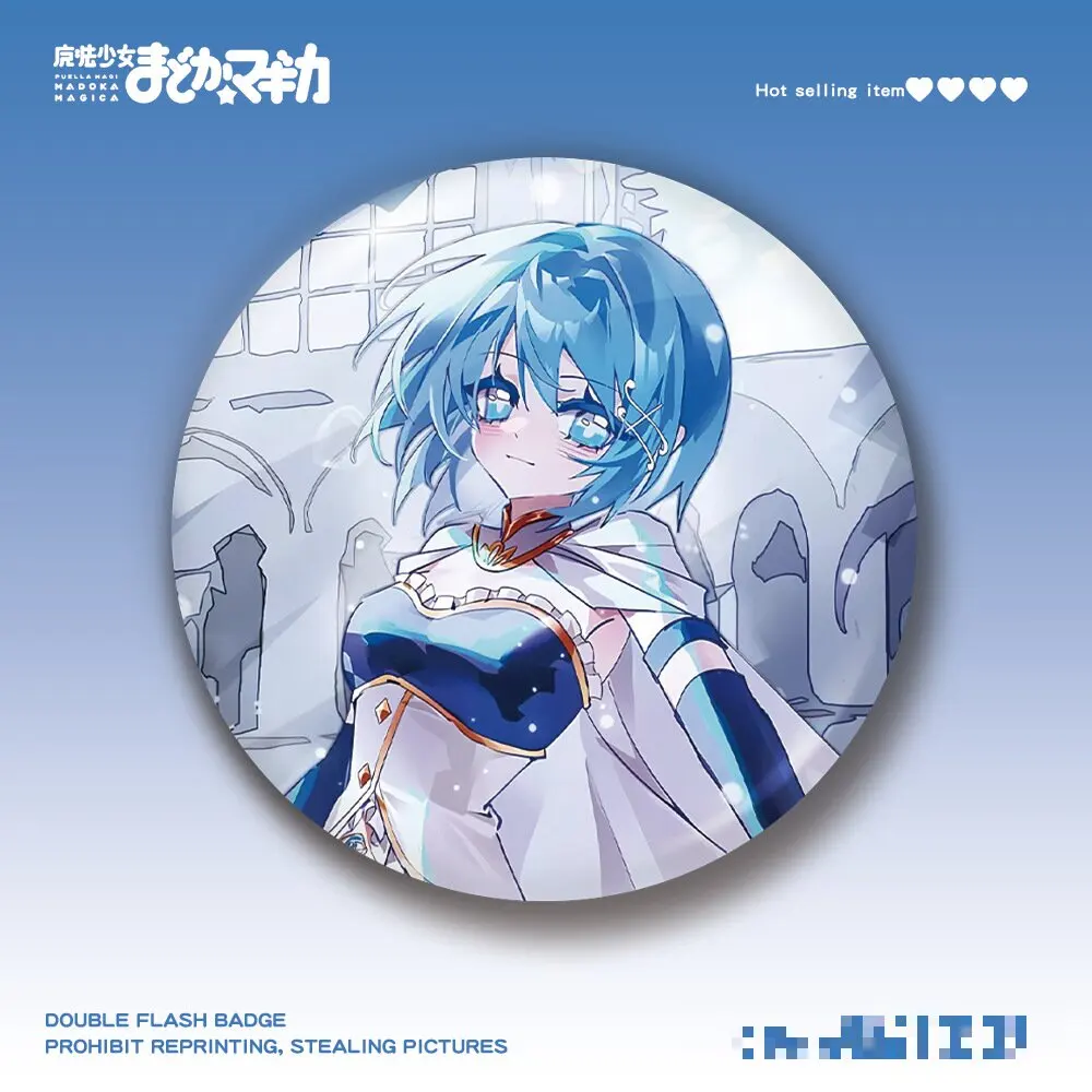 58 มม.อะนิเมะ Puella Magi Madoka Magica Tomoe Mami Miki Sayaka Sakura Kyouko คอสเพลย์เครื่องแต่งกาย Badge Pin SPTE Tinplate เข็มกลัด Prop