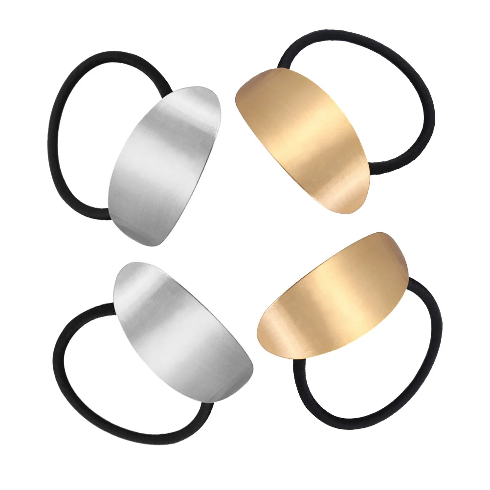 

4PCS SilverGolden ElasticRope PonytailHolders DailyWear GiftsForWomen Scrunchies HairElastics HairstylingTool