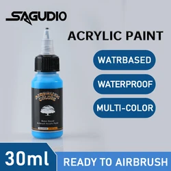 SAGUD Airbrush Paint Ready to Spray Water-Based 24 Matte Colors 30ml Premium Acrylic Paint for Beginners Hobbyist and Artists