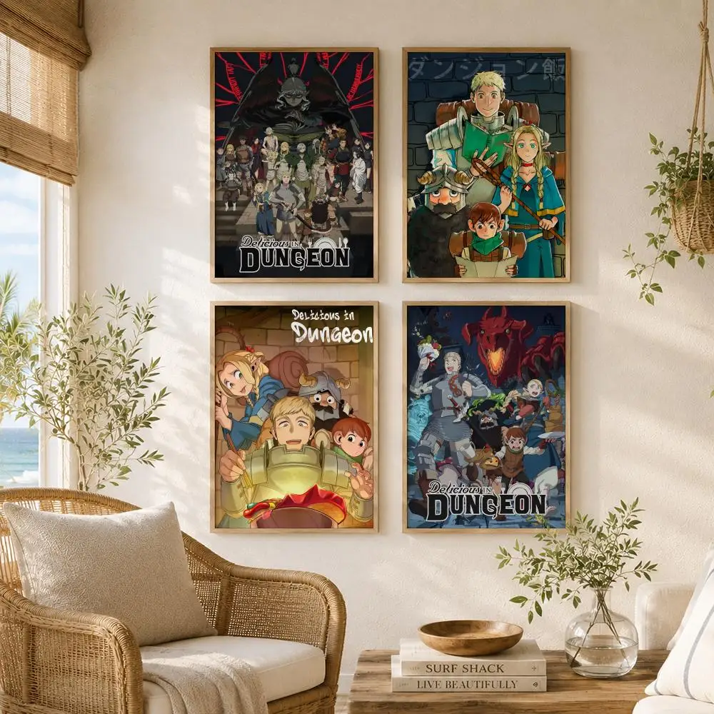 Fantasy Anime D-Delicious in Dungeon Poster Versatile HD Waterproof Wall Art Self-Adhesive Decor for Any Space Ideal Gift
