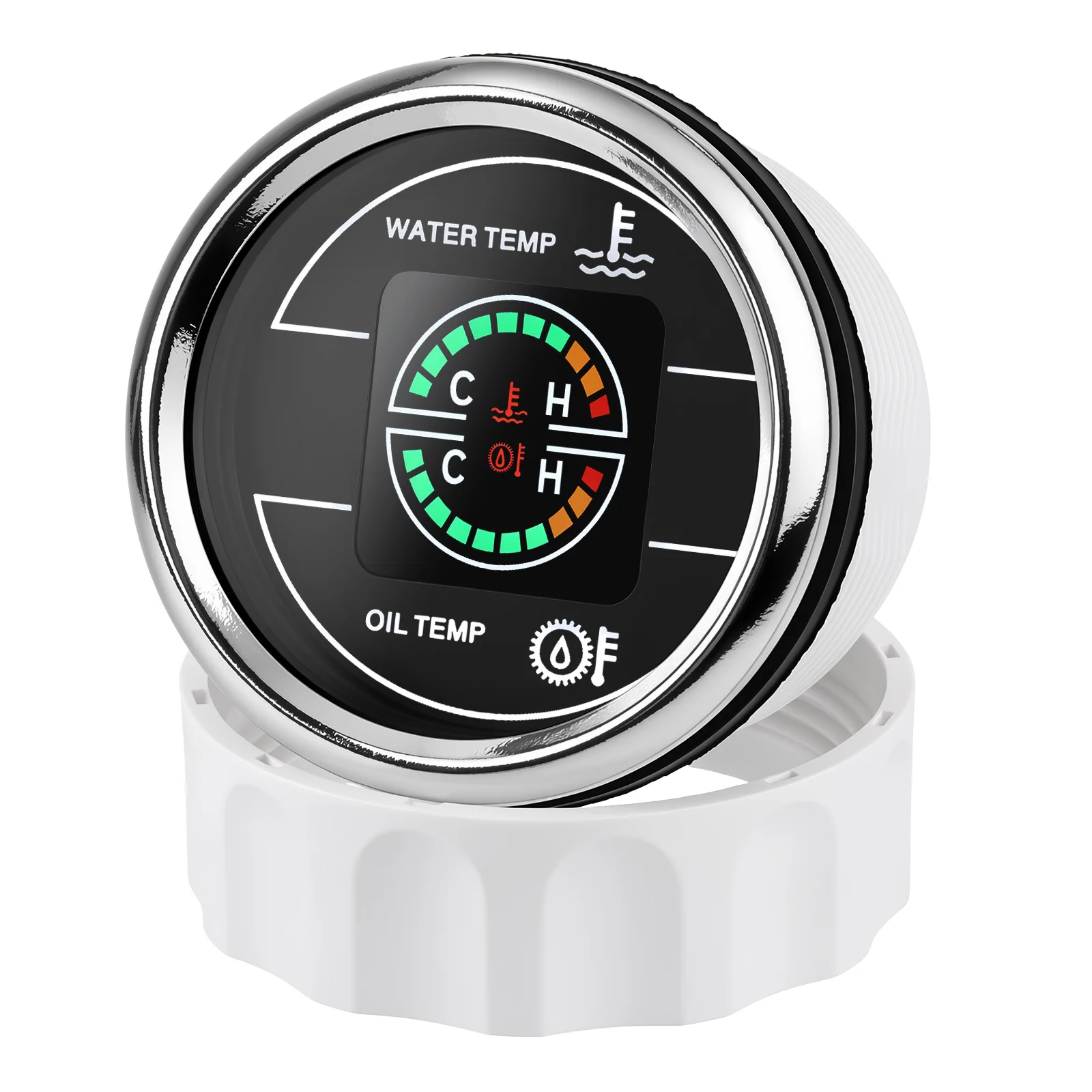 2 IN 1 Dual Gauge 52MM Fuel Level Gauge+Hourmeter,Voltage+Hourmeter,Water Temperature+Oil Temp Meter for Auto Car DC12V