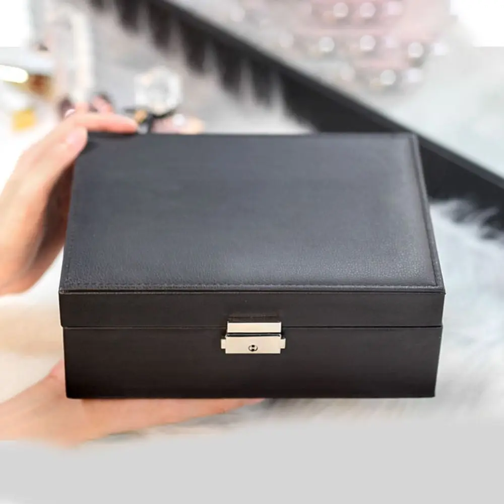 

Large Capacity Pu Leather Jewelry Box Double Layer Detachable Jewelry Organizer Subzone Portable Jewelry Display Holder