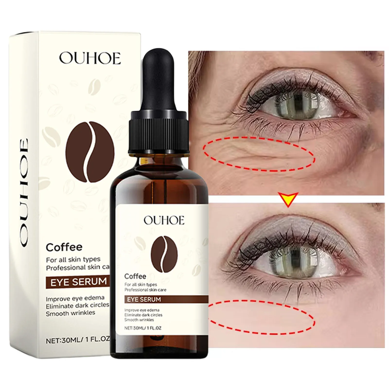 

Firming Lifting Coffee Solution 5%+EGCG Eye Serum Reduces Fine Lines Removes Eye Bags Fades Dark Circles Remove Wrinkle Essences