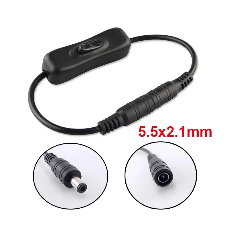 DC 5V 12V Light Switch Female Male DC Connector Power Cable 5.5x2.1mm ON OFF Inline for CCTV LED Strip Light Lamp 304 Switch