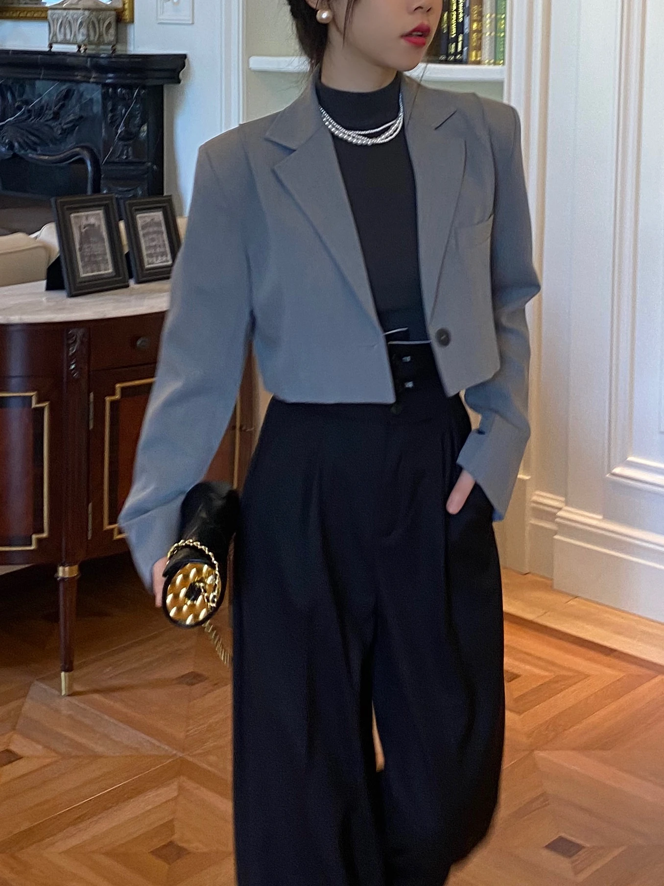 

Двухцветный костюм-жакет NTS97 для ранней осени, простой дизайн, высококачественная длинная верхняя одежда, однобортный, для повседневной носки