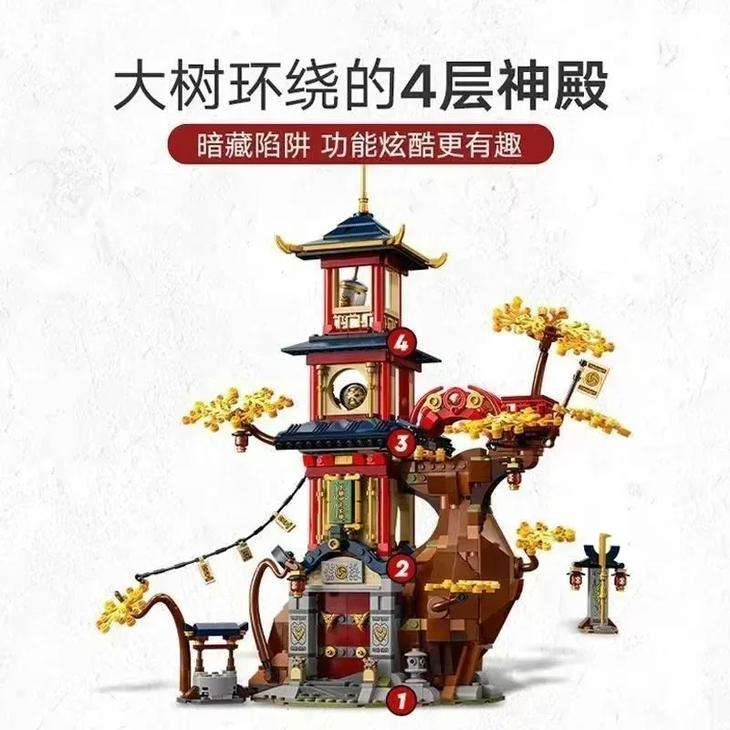 Moc define blocos de construção da série ninja templo do dragão núcleos de energia casa na árvore brinquedos infantis montagem presentes 71795
