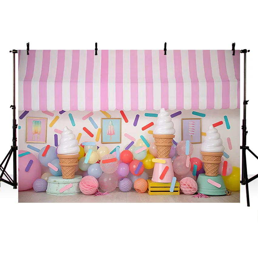 Mehofond-写真の背景,ケーキの形をした花輪,風船,女の子のプリンセス,誕生日パーティーの装飾,背景