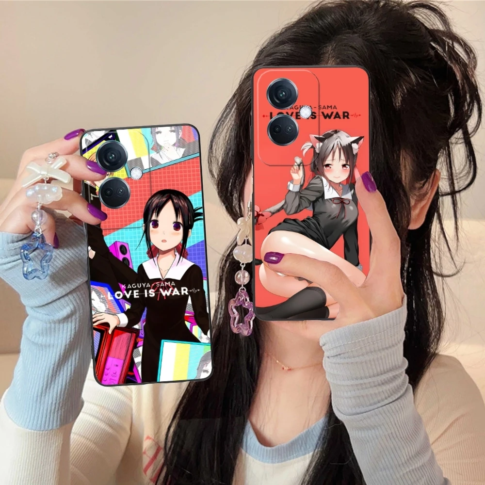 Kaguya Sama Shinomiya Mobile Phone Case for OPPO Find X5 X3 X2 A93 Reno 8 7 Pro A74 A72 A53 Black Soft Phone Cover Shell