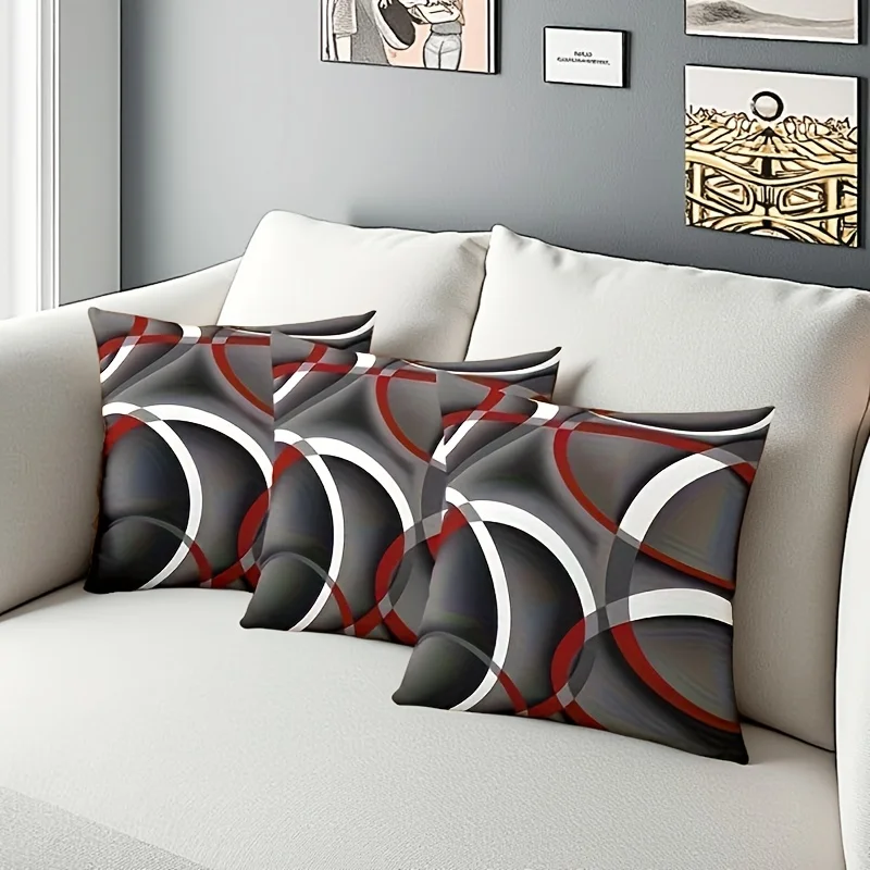 4-piece Modern Geometric Print Pillowcases - Soft Grey, Suitable for Living Room, Bedroom, or Office Decor, Insert Not Included