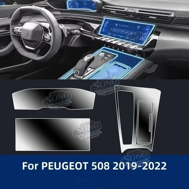 Для PEUGEOT 508 19-22: Защитная пленка из прозрачного ТПУ для центральной консоли автомобиля, антицарапийная, самовосстанавливающаяся, для ремонта и защиты салона