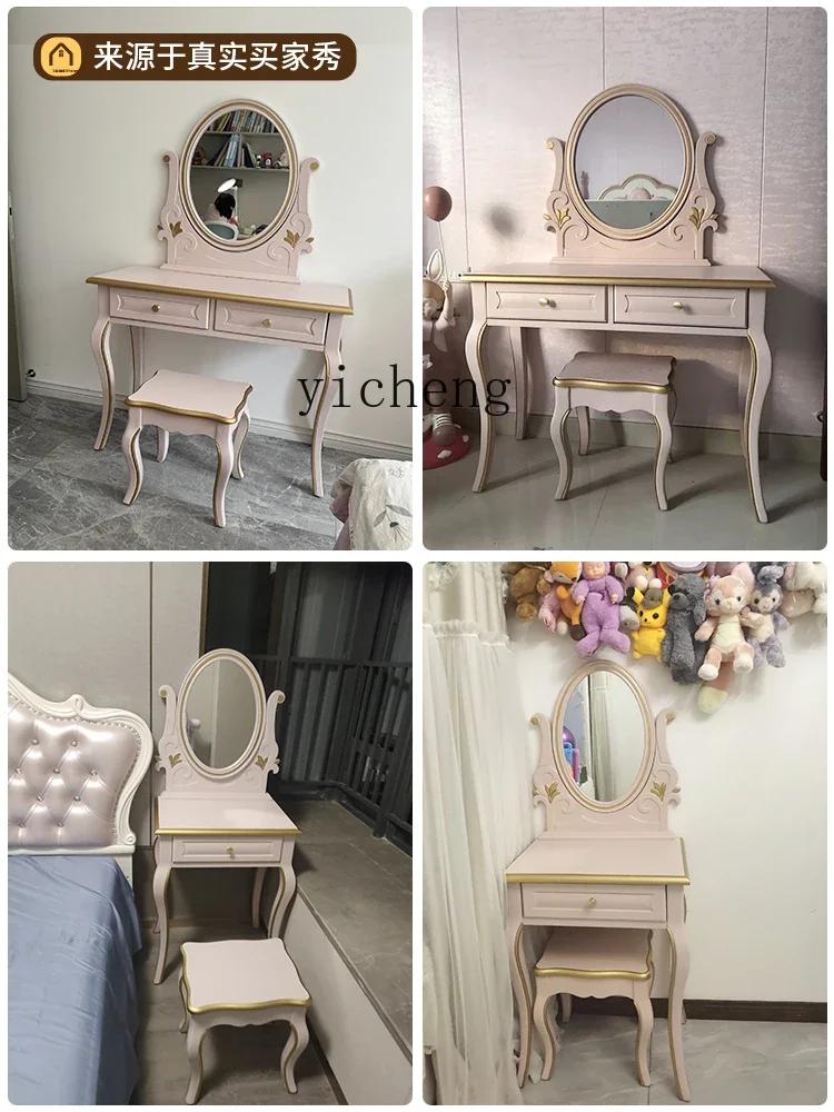 ZK dressing table, jewelry cabinet combination set, bedroom beauty with mirror stool, dressing table, high-end makeup table