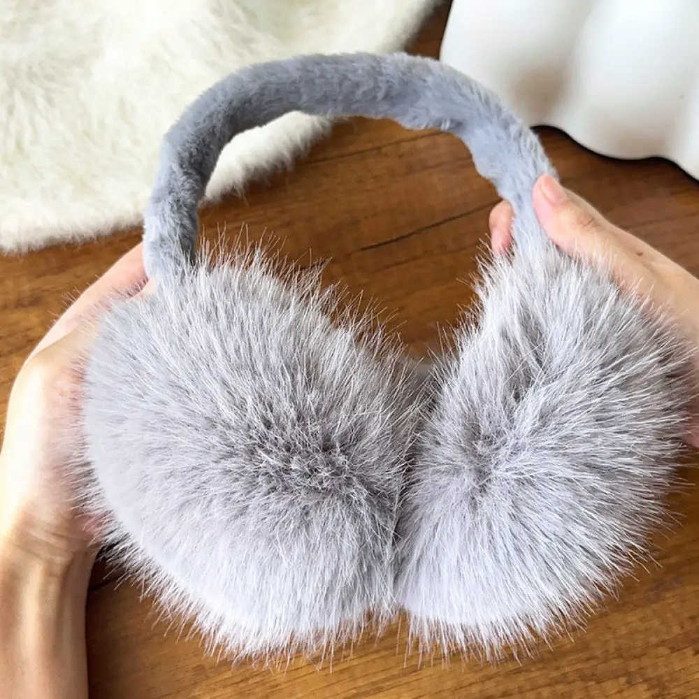 Fluffy Faux Earmuffs Winter Foldable Plush Ear Warmers Thermal Ear Protectors For Women Outdoor Windproof Gear