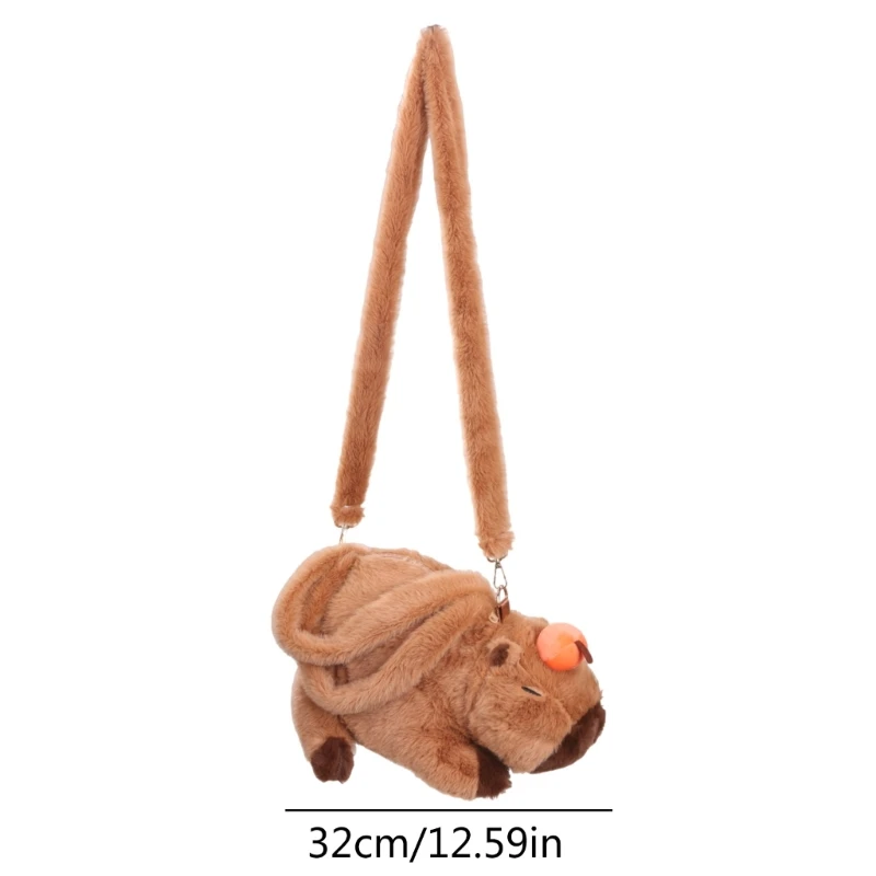 Multifunctional Plush Hand Bag Lovely Capybara Shoulder Bag Soft Cartoon Theme Casual Bag for Daily Use Girls Kids Favor