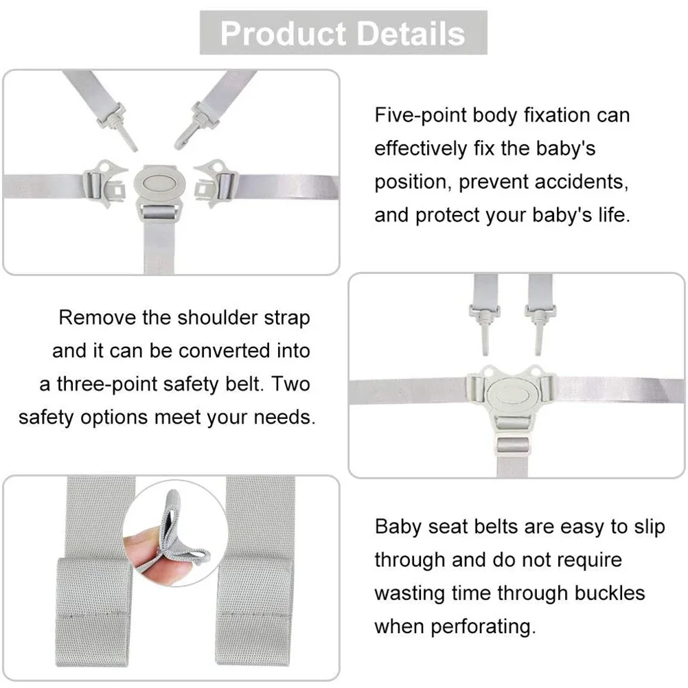 Baby-Sicherheitsgurt, 5-Punkt-Gurt, Esszimmer, Fütterung, Stuhlgürtel, Babyschutz, Universalgürtel, Mittagessitz, Auto, Schlafen, feste Gürtel – Detail 7