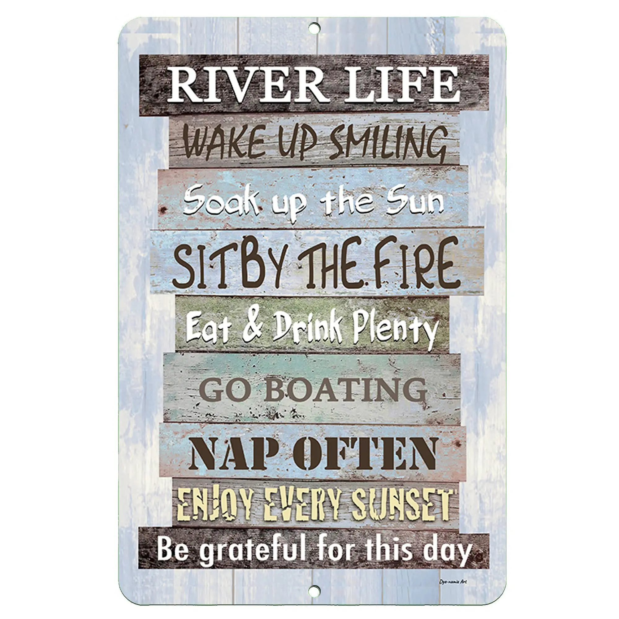 Dyenamic Art River Life Wall Decor – River House Metal Sign – Nature Themed Outdoor Decor – Lake Life Retirement Signs – Inspira