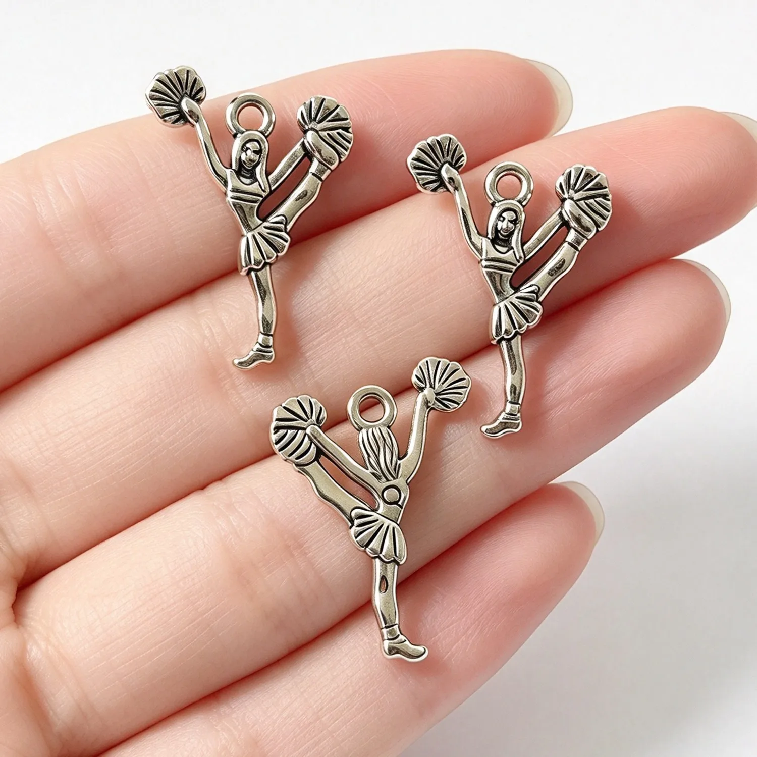 20pcs 26x17mm Antique Silver Color Cheerleader Dance Alloy Pendants for DIY Handmade Jewelry Making Charms & Findings H5332