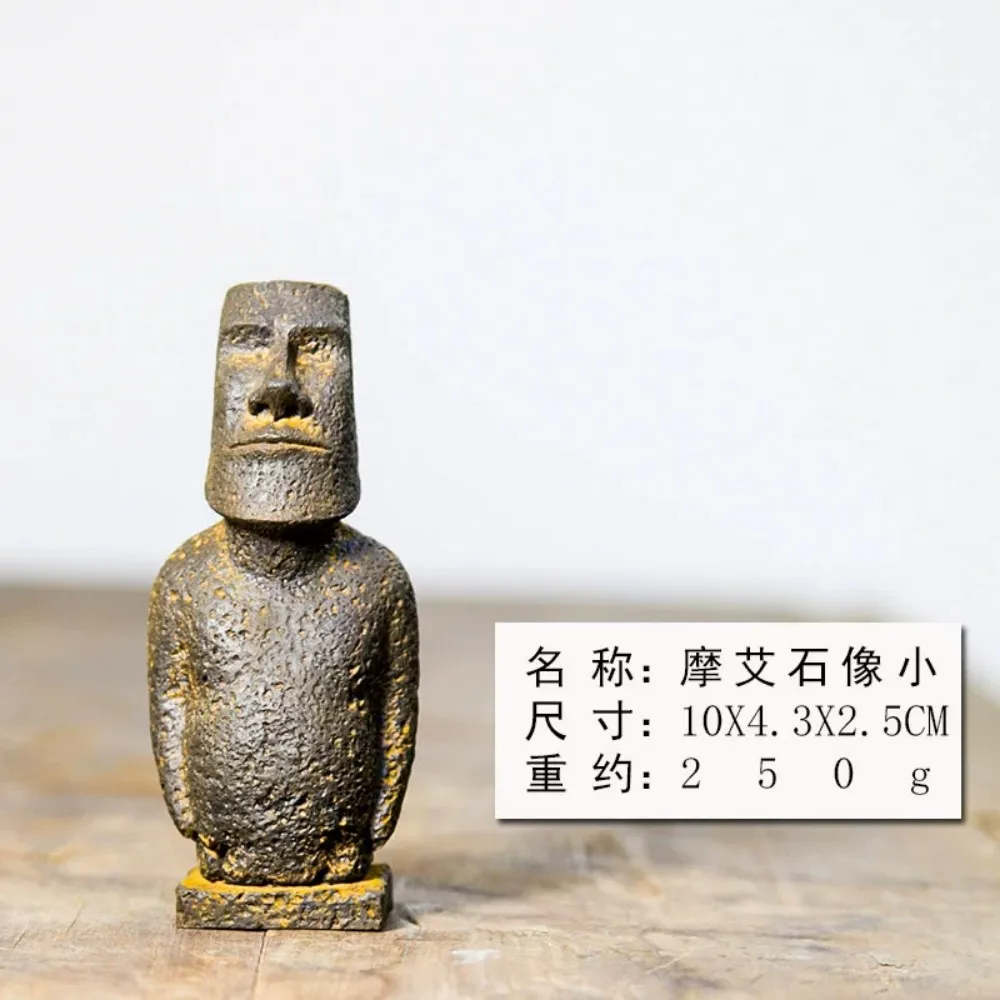 Fun Easter Island Moai Statue Mini Desk Decor for Office Nordic Style Handmade Ornament