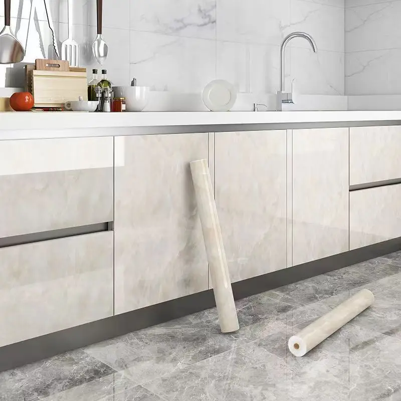 Marble Self‑Adhesive Vinyl Wallpaper Waterproof Oil‑Resistant Peel Stick Sticker for Kitchen Countertop Bathroom Cabinet Home