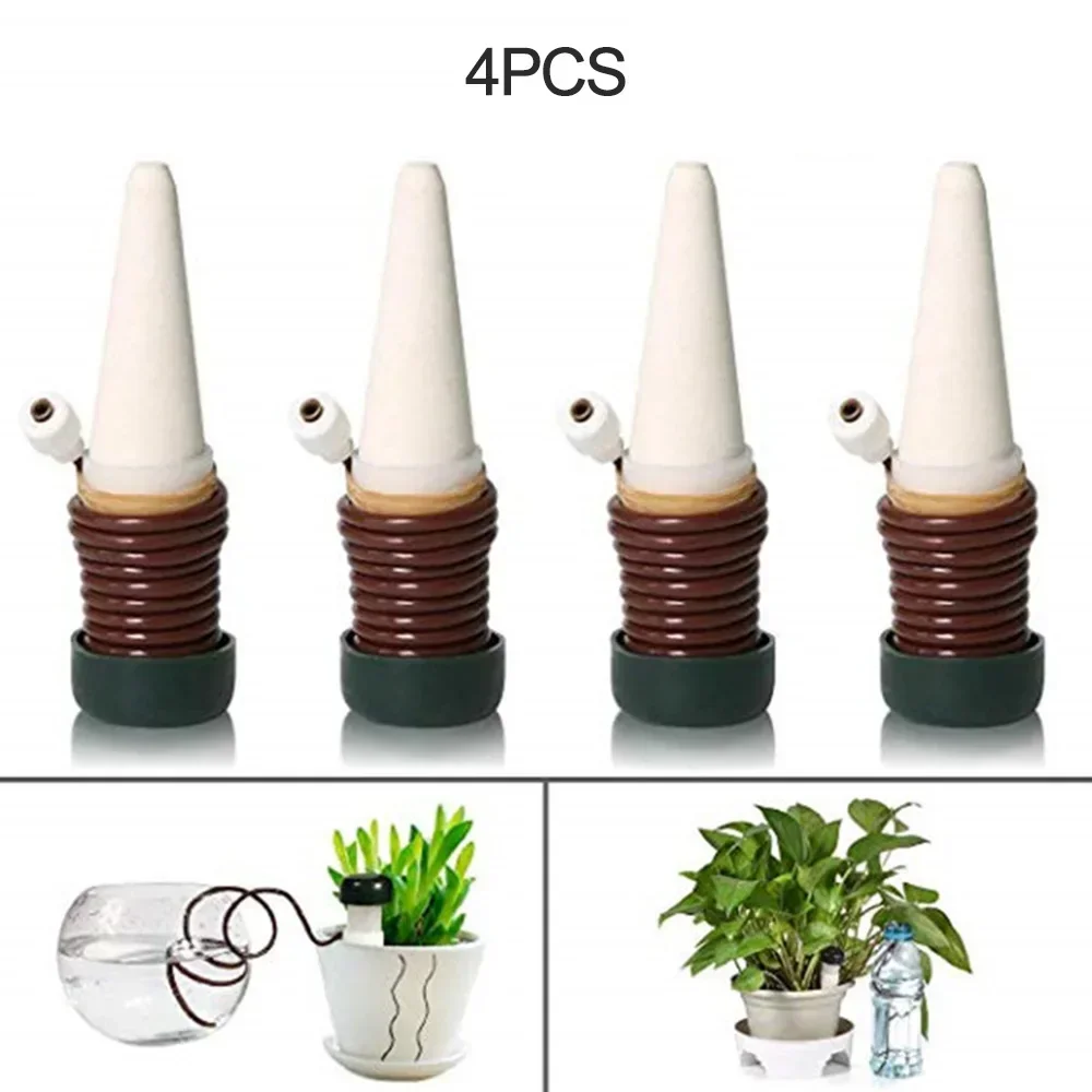 4-Pack Ceramic Self-Watering Spikes, Auto-Moisture Control for Vacation Plant Care